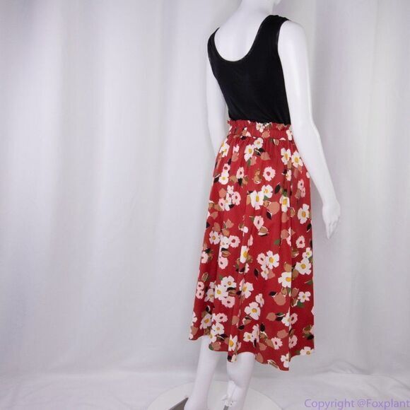 NWT kate spade botanical garden cotton midi skirt, Red and white, size Large - Picture 9 of 15